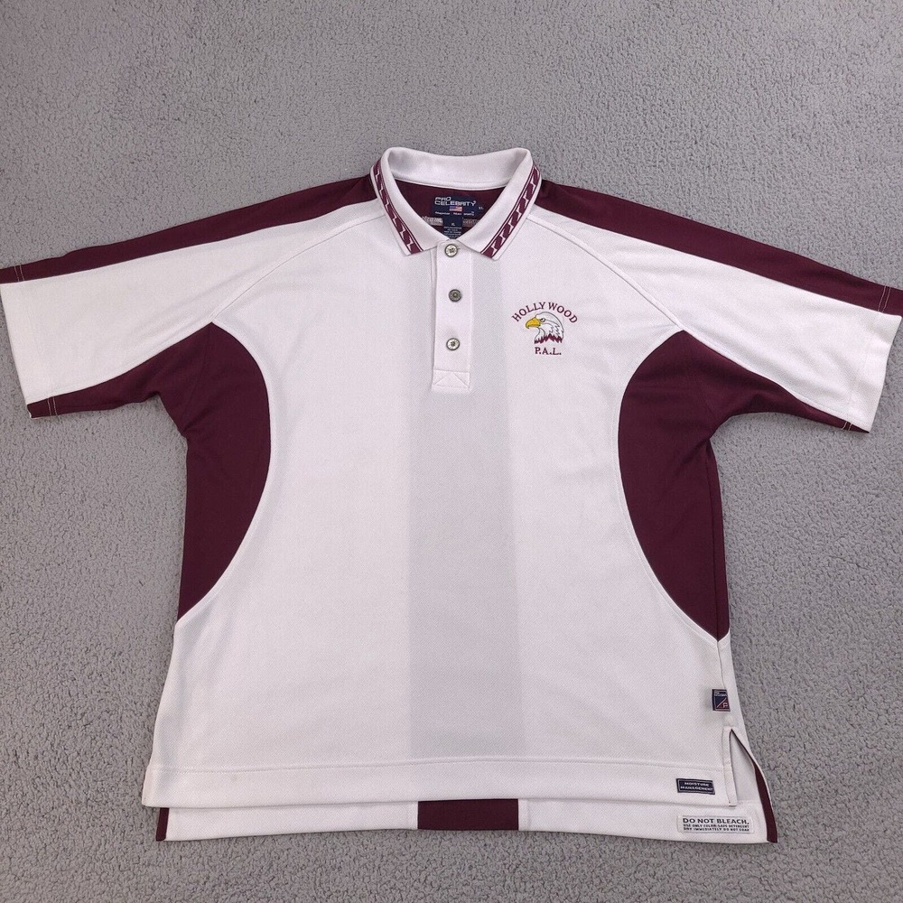 Pro Celebrity Polo Shirt Mens XL White Golf Embroidered Eagle‎ Hollywood P.A.L.